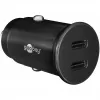 GOOBAY Dual-USB-C PD Auto Fast Charger (Power Delivery), čierna – 30W (12/24V) vhodná pre zariadenia s USB-C