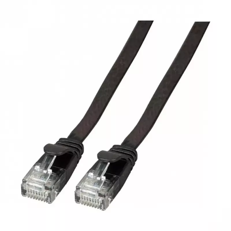 EFB RJ45 plochý patch kábel Cat.6A U/UTP PVC 0,25 m čierny