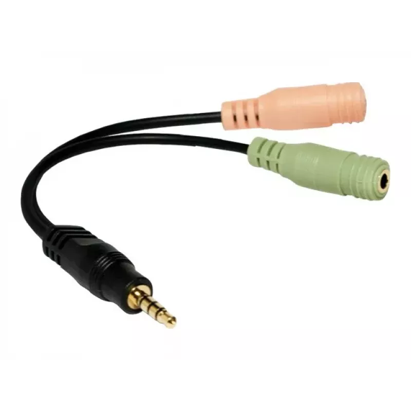 Logilink audio jack adaptér, 4-pinový, 3,5 mm stereo samec na 2x 3,5 mm samica, 0,15 m