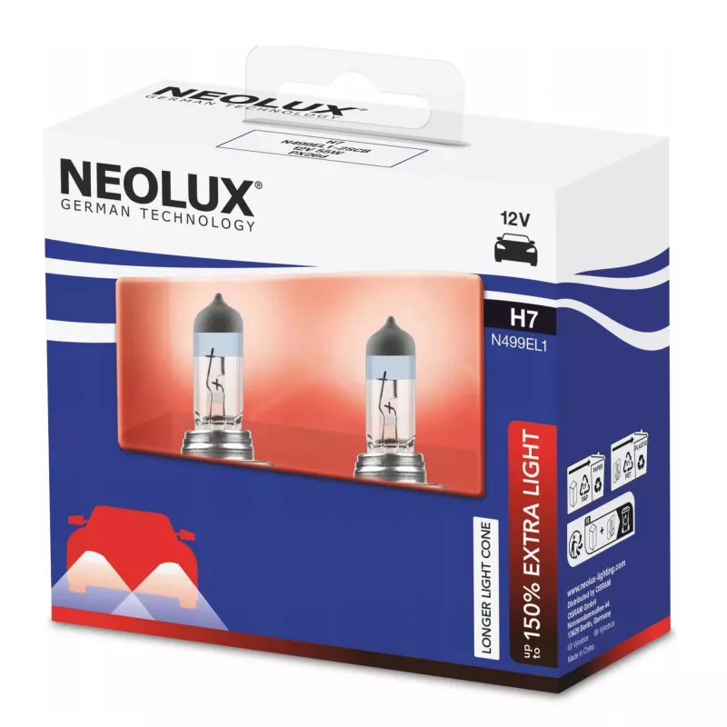Neolux H7 Extra Light balenie 2 ks halogénová žiarovka 12V 55W