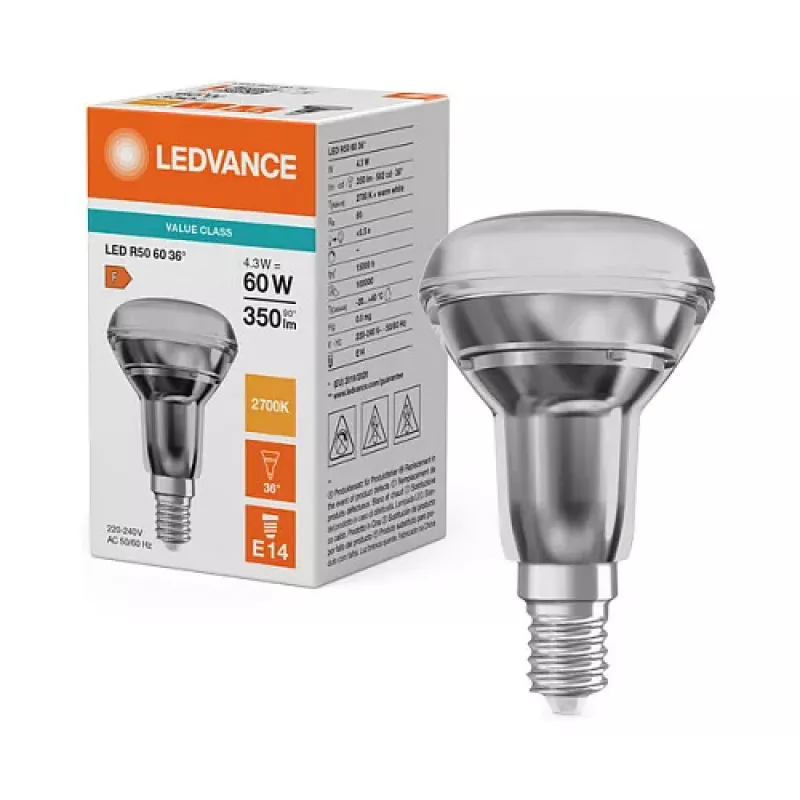OSRAM R506036 4,3W 827 E14 P LED reflektorová žiarovka 350 lm 2700K teplá biela