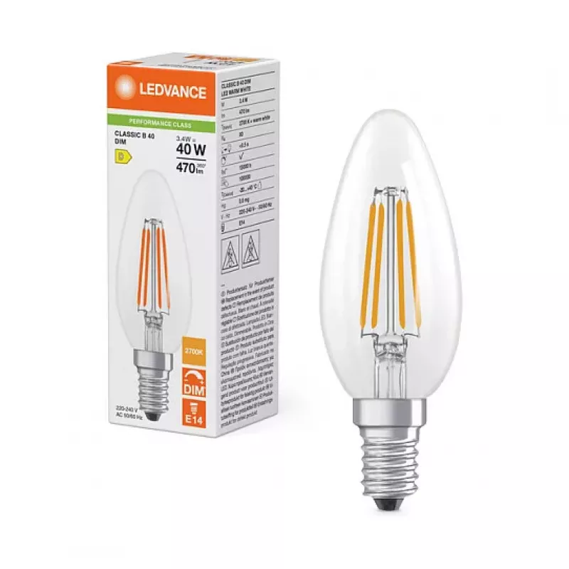 OSRAM LED Classic B 40 Filament DIM P 3,4W 827 číra E14 stmievateľná LED žiarovka