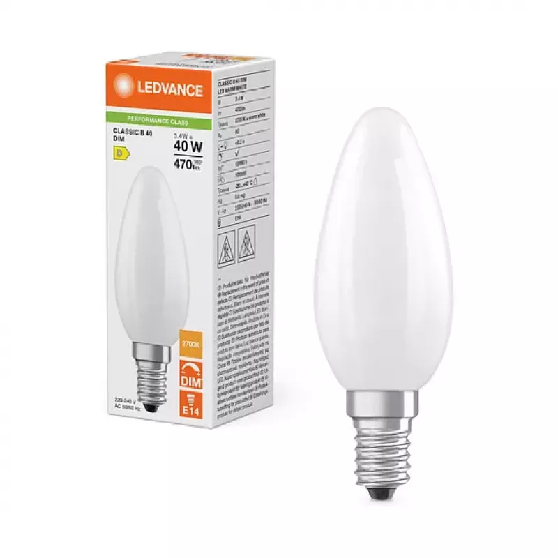 Osram LED CLB40 DIM 3,4W 827 FIL FR E14 P matná stmievateľná LED sviečka