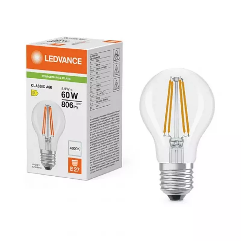 OSRAM LED Classic A 60 Filament P 5.9W 840 číra E27 LED žiarovka, klasický tvar