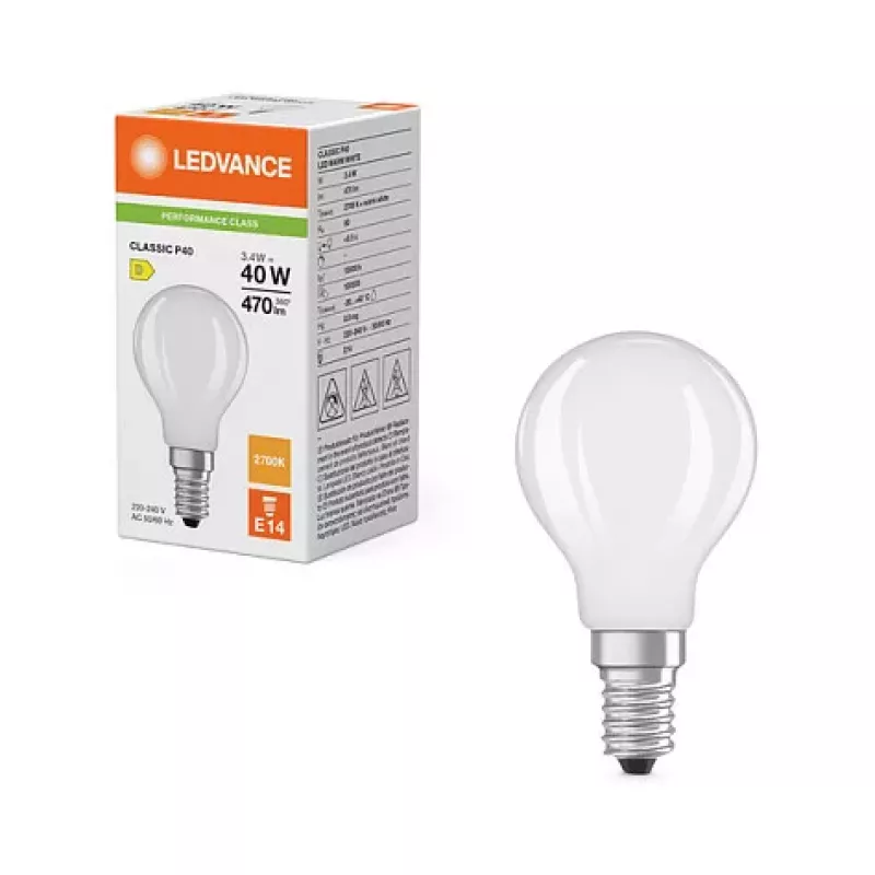 OSRAM LED Classic P 40 Filament 3,4W 827 matná E14 LED žiarovka, mini guľa