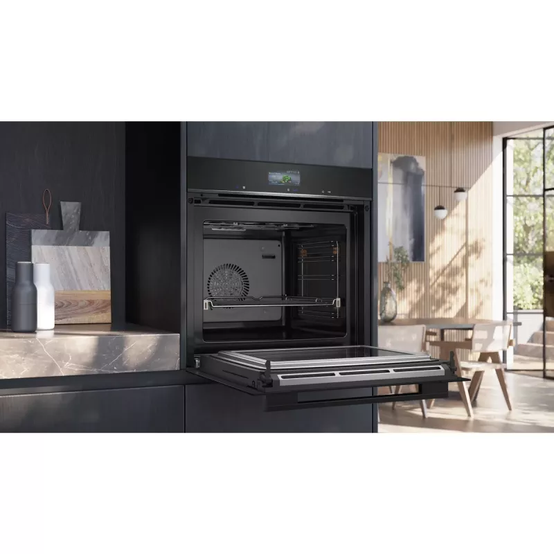 SIEMENS HM736GAB1 iQ700 vstavaná rúra s mikrovlnnou rúrou, čierna, 60 cm, Home Connect