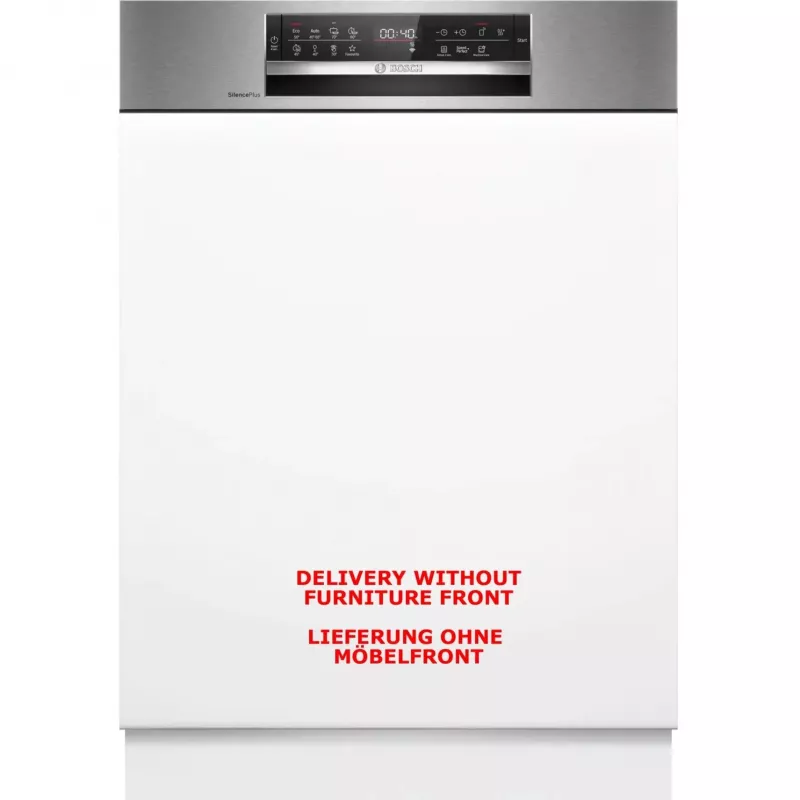 BOSCH SMI6ECS12E Séria 6 čiastočne integrovaná umývačka riadu (brúsená ušľachtilá oceľ, 60 cm, Home Connect)