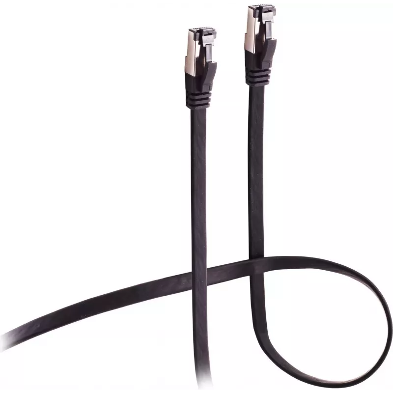 Flexline prepojovací kábel CAT 8.1 U/FTP PIMF, plochý vysoko flexibilný čierny 1,5m