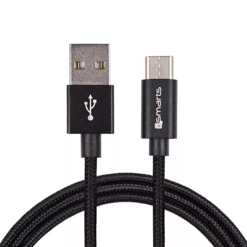 4SMARTS USB-A na USB-C kábel RapidCord 2A, 2m, čierny