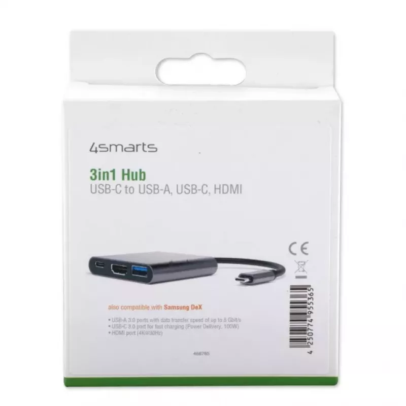 4SMARTS 3in1 hub s funkciou DeX, sivý