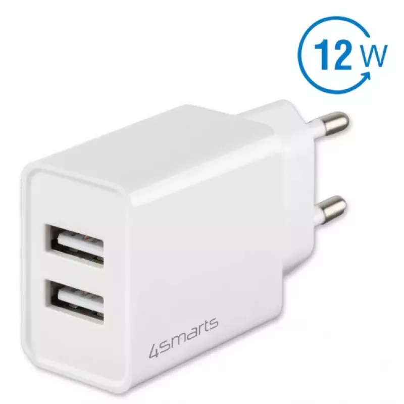 4SMARTS VoltPlug Dual 12W nástenná nabíjačka (bez kábla), biela