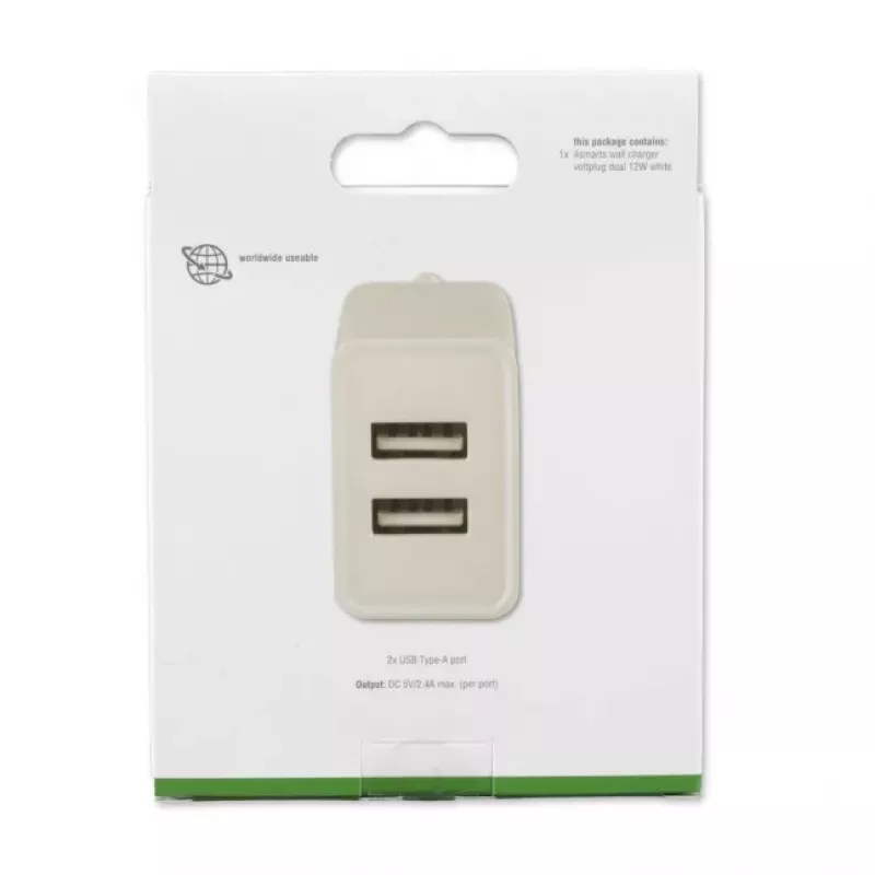4SMARTS VoltPlug Dual 12W nástenná nabíjačka (bez kábla), biela