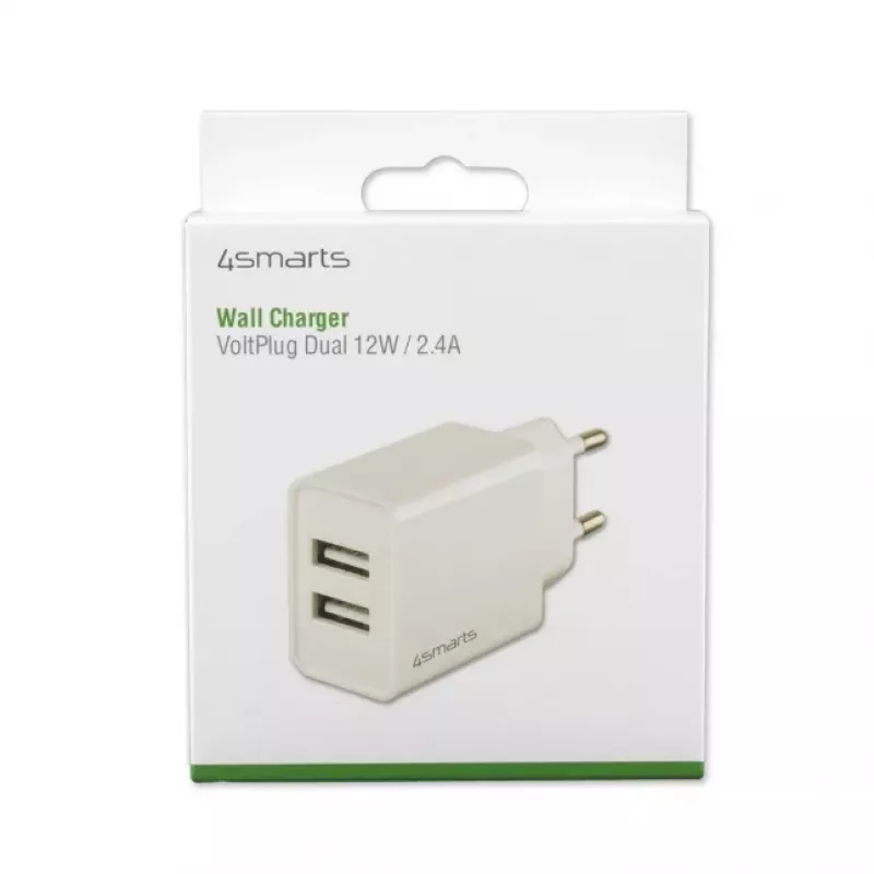 4SMARTS VoltPlug Dual 12W nástenná nabíjačka (bez kábla), biela