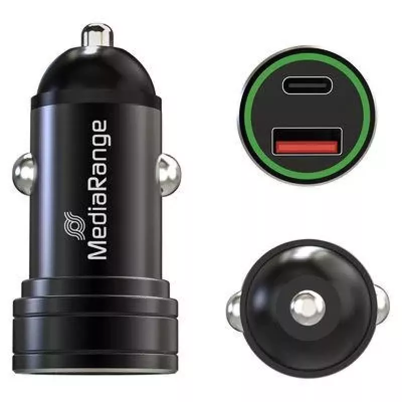 MEDIARANGE MRMA120 20W USB-C nabíjačka do auta s Power Delivery, čierna