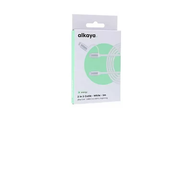 ALKAYA Speed Flex 2 v 1 USB-C - Lightning nabíjací a dátový kábel s vysokým leskom 15W/12W 1m biely (CL-60027)
