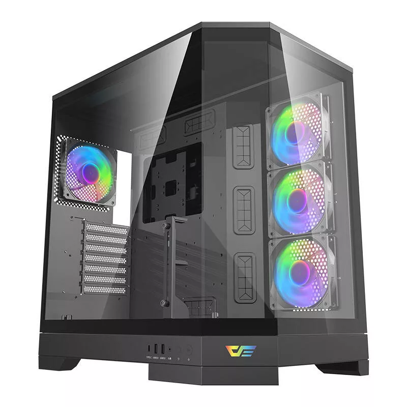 DARKFLASH DQX90 čierna počítačová skriňa Mid-Tower s tvrdeným sklom