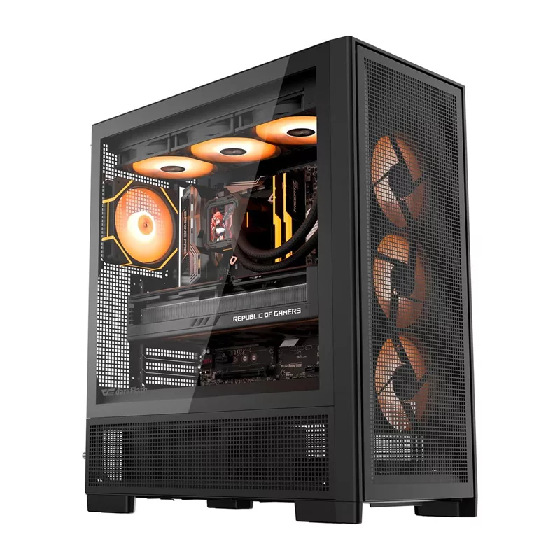 DarkFlash AIRNOVA Mid-Tower počítačová skriňa čierna + 3 x 120mm ARGB ventilátory