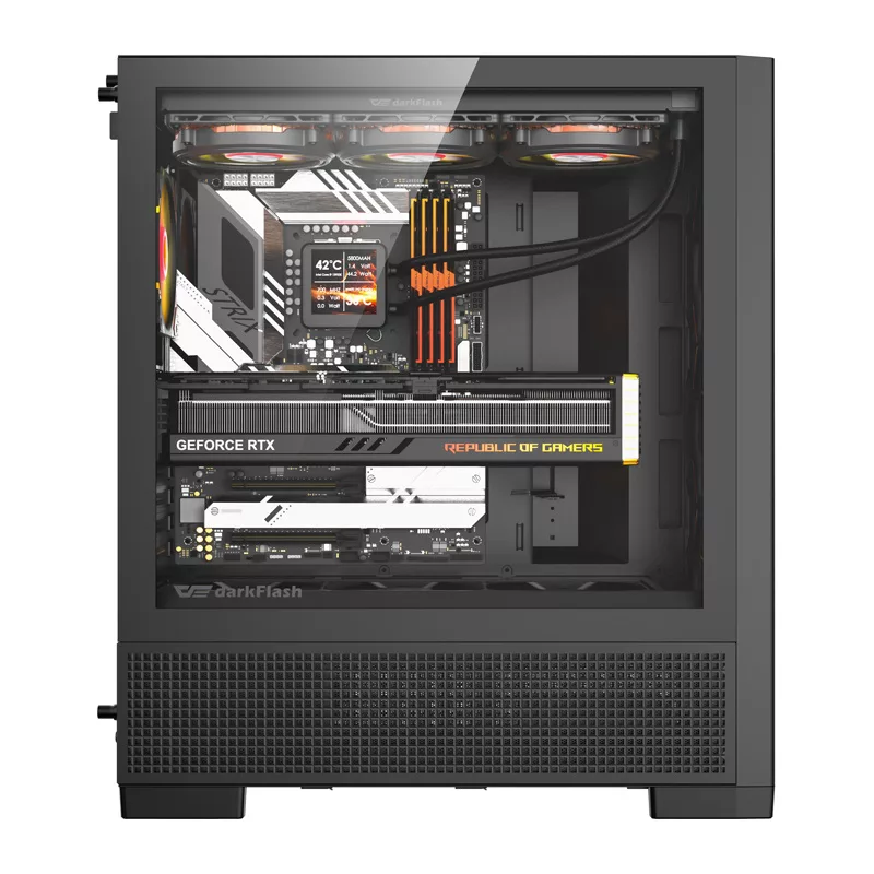 DarkFlash AIRNOVA Mid-Tower počítačová skriňa čierna + 3 x 120mm ARGB ventilátory