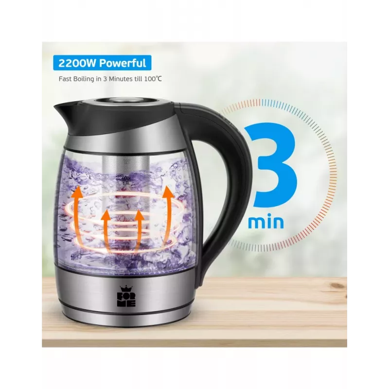 ForMe FKG-488 bezdrôtová rýchlovarná kanvica 1,8 L strieborná/čierna