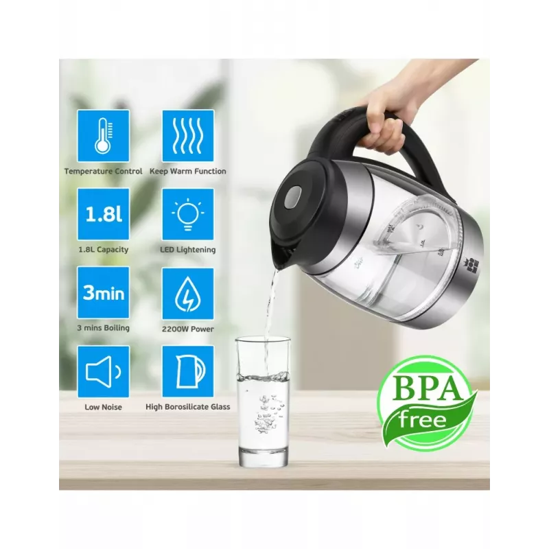 ForMe FKG-458 bezdrôtová rýchlovarná kanvica 1,8 L nerez / čierna