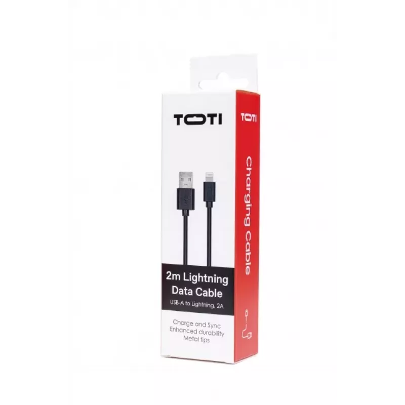 SEEK TOTI USB-A na Lightning, 2m PVC dátový kábel 2A (non-MFI), čierna