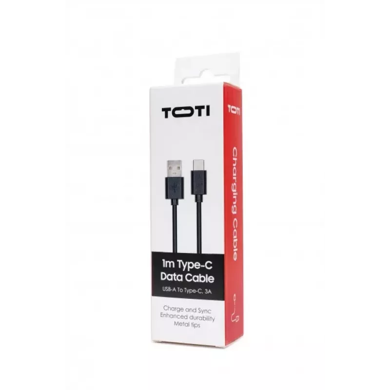 SEEK TOTI USB-A na Type-C, 1m PVC dátový kábel 3A, čierna