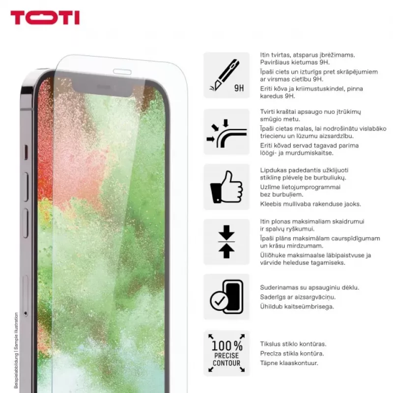 TOTI tvrdené sklo 2D ochranné sklo displeja Full Cover pre iPhone 15/15 Pro transparentné