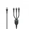 SEEK TOTI USB-A na Micro-USB / USB-C / Lightning 1,5m pletený kábel 2A (Non-MFI) čierny