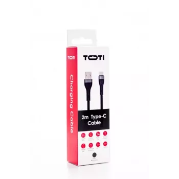 SEEK TOTI USB-A na USB-C pletený kábel 2m 3A čierny