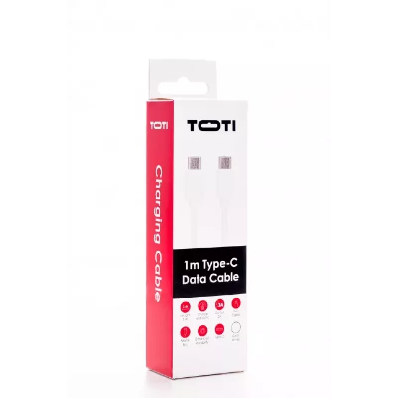 SEEK TOTI Type-C na Type-C 1m PVC dátový kábel 3A biela