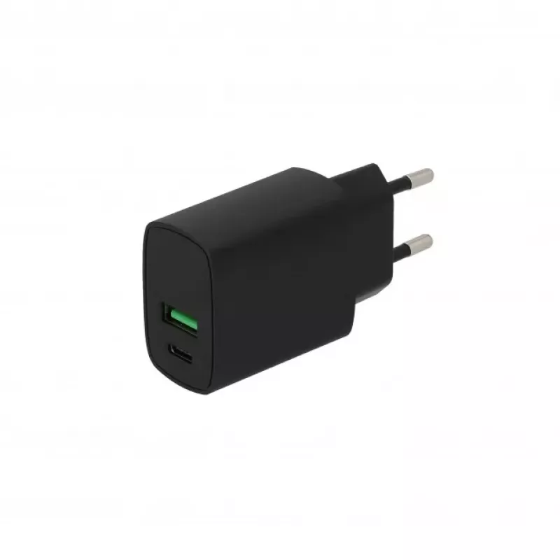 SEEK TOTI 20W Type-C + USB A nástenná rýchlonabíjačka, čierna