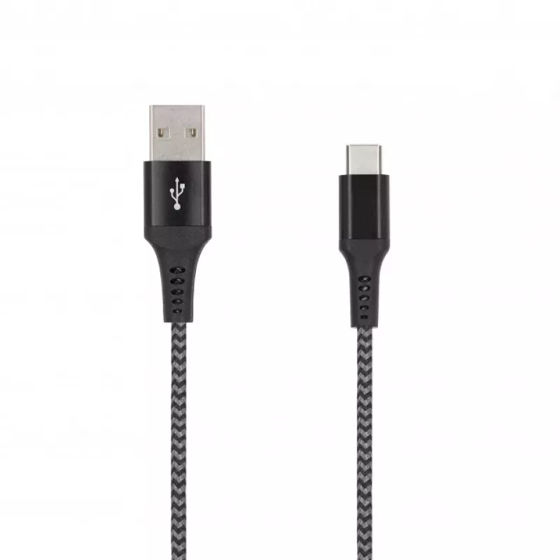 SEEK TOTI USB-A na USB-C 2m pletený kábel 2A, čierna/Space Grey