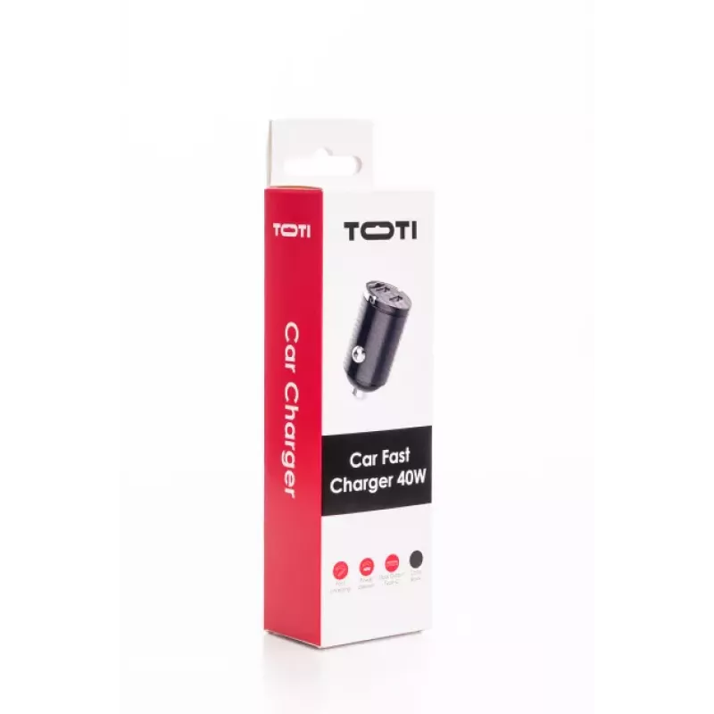 SEEK TOTI 40W dvojportová Type-C rýchlonabíjačka do auta, čierna