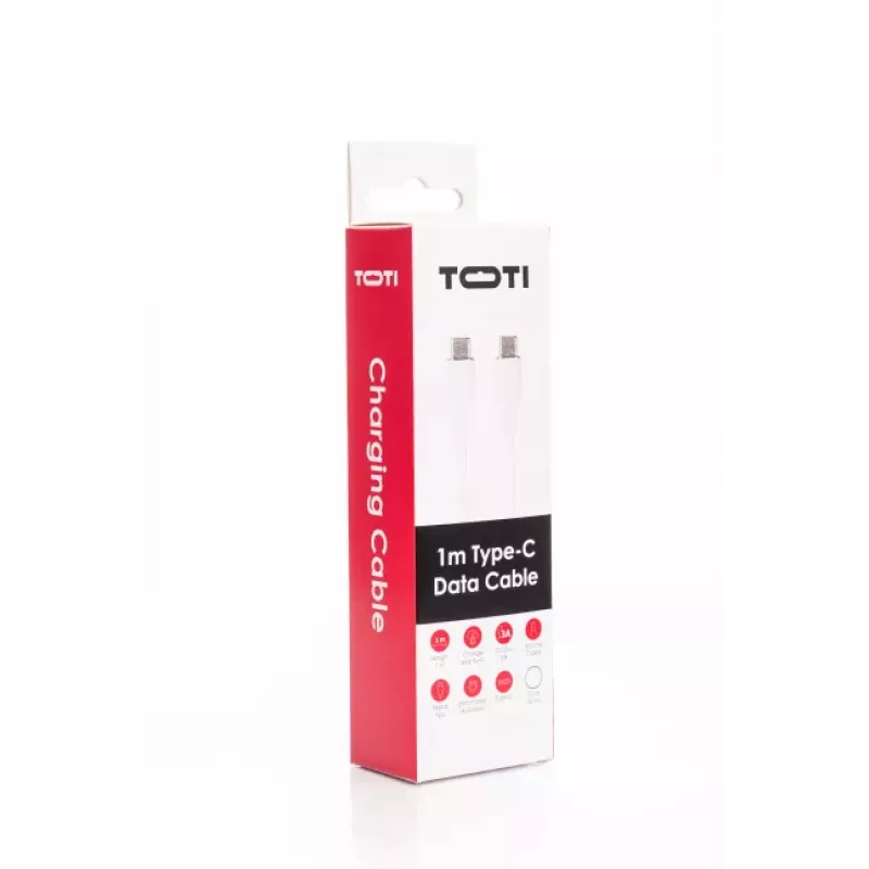 SEEK TOTI USB-C na USB-C silikónový kábel 1m 3A biela