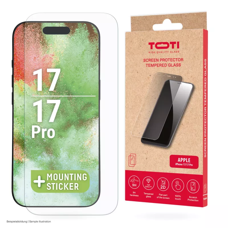 TOTI tvrdené sklo 2D ochranné sklo displeja Full Cover pre iPhone 17/16 Pro transparentné