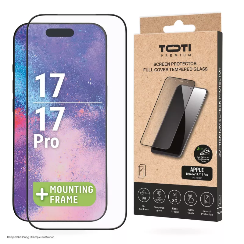 TOTI PREMIUM prémiové tvrdené ochranné sklo displeja 3D Full Cover pre Apple iPhone 17/16 Pro