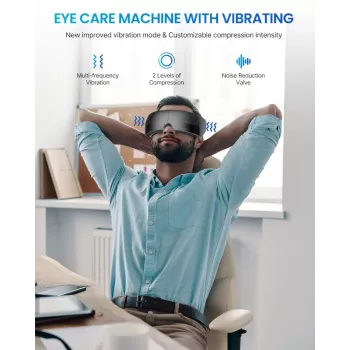 RENPHO Eyeris View masážny prístroj na oči s teplom, vzduchovou kompresiou, vibráciami, Bluetooth, USB-C, skladací, sivý