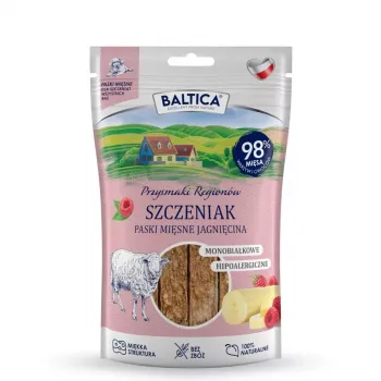 BALTICA Przysmaki Regionów Meat Strips jahňacie – psí pamlsek – 90 g