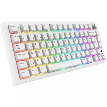 Sharkoon SGK55W SKILLER bezdrôtová herná klávesnica, 75% layout, PBT keycaps, biela