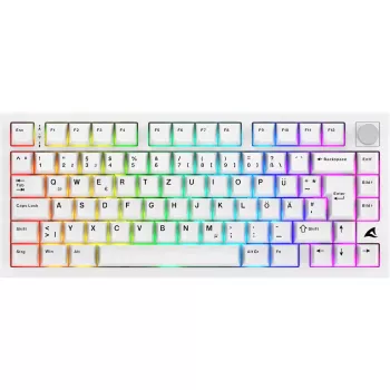 Sharkoon SGK55W SKILLER bezdrôtová herná klávesnica, 75% layout, PBT keycaps, biela