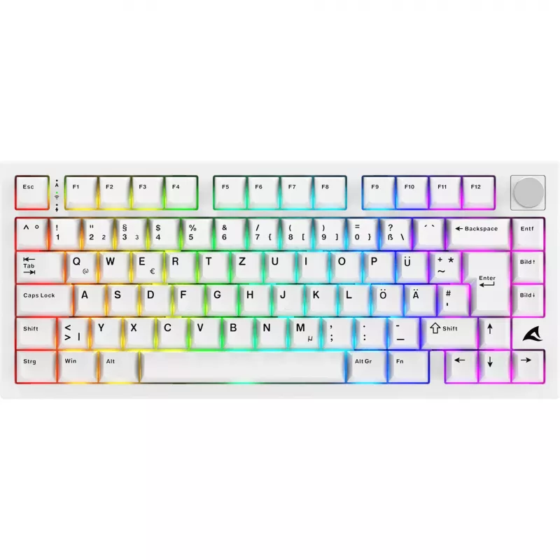 Sharkoon SGK55W SKILLER bezdrôtová herná klávesnica, 75% layout, PBT keycaps, biela