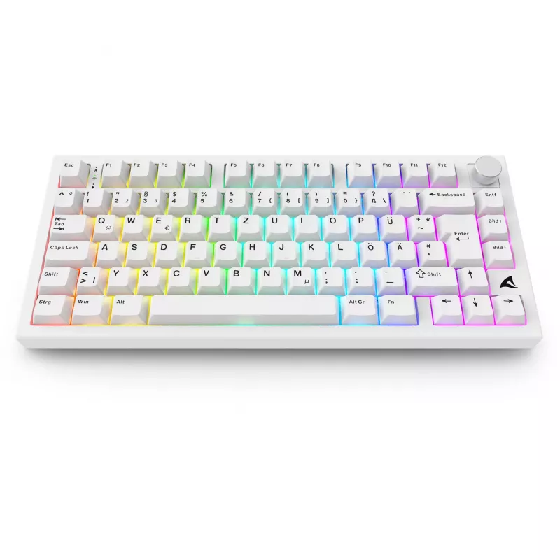 Sharkoon SGK55W SKILLER bezdrôtová herná klávesnica, 75% layout, PBT keycaps, biela