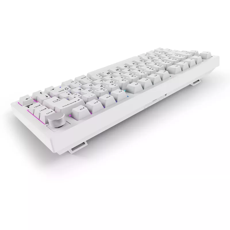 Sharkoon SGK55W SKILLER bezdrôtová herná klávesnica, 75% layout, PBT keycaps, biela