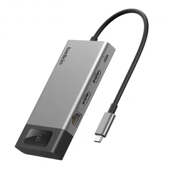 Belkin CONNECT 8-in-1 USB-C hub pre 2 obrazovky - Space Gray