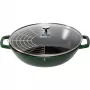 STAUB Wok 30 cm s pokrievkou liatina bazalková zelená