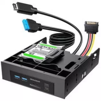 GRAUGEAR USB hub + čítačka kariet predný panel s rámom pre 2,5 palcový SSD, čierna