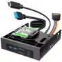 GRAUGEAR USB hub + čítačka kariet predný panel s rámom pre 2,5 palcový SSD, čierny