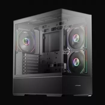 LC-Power Gaming Midi Tower ATX 812B Onyx Vision s temperovaným sklom a 4x aRGB ventilátormi, čierna