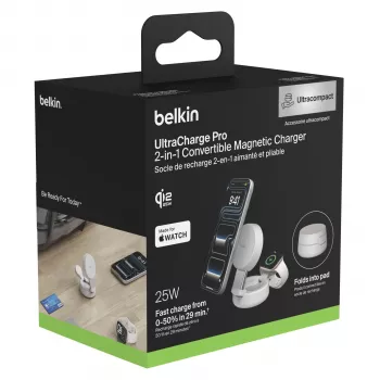Belkin UltraCharge 25W Qi2 Magnetic 2-in-1 bezdrôtová nabíjacia podložka piesková