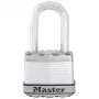 Master Laminated visiaci zámok M1EURDLFCC s ochranou proti korózii, strmeň z karbidu bóru, priemer 8 mm, šírka strmeňa 48 mm, rôzne uzamykateľný, 2 kľúče, odolný voči poveternostným vplyvom, bezpečnostná úroveň 8/10